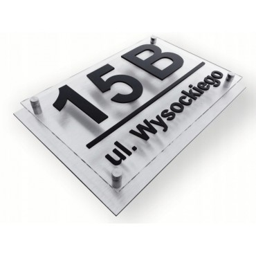 Tabliczka z numerem domu 3D podkład alu 22x32 cm - TAB_BS-B1