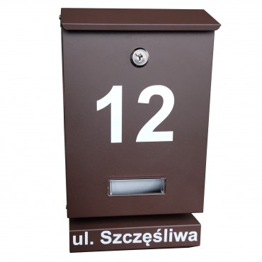 Skrzynka pocztowa z adresem Siena tuba C5 brązowa, czarna, antracyt